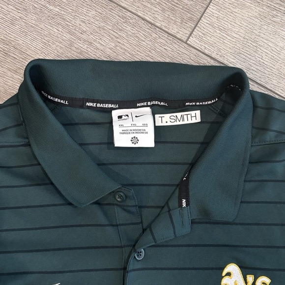 Nike DriFit MLB Baseball Oakland Athletics A's Polo Mens Size XXL Player Issued - Picture 3 of 8